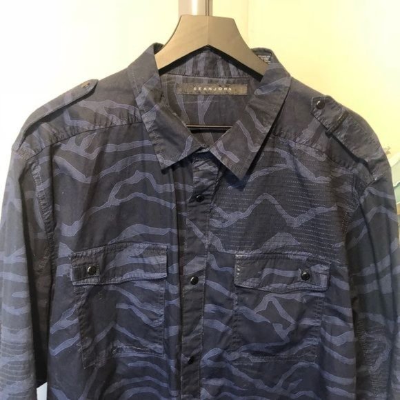 Sean John camouflage snap front button up western shirt 3x - Picture 2 of 8